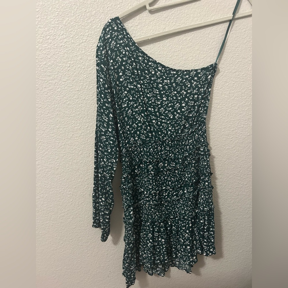 Baevely Green Floral Smocked Mini Dress • Size M